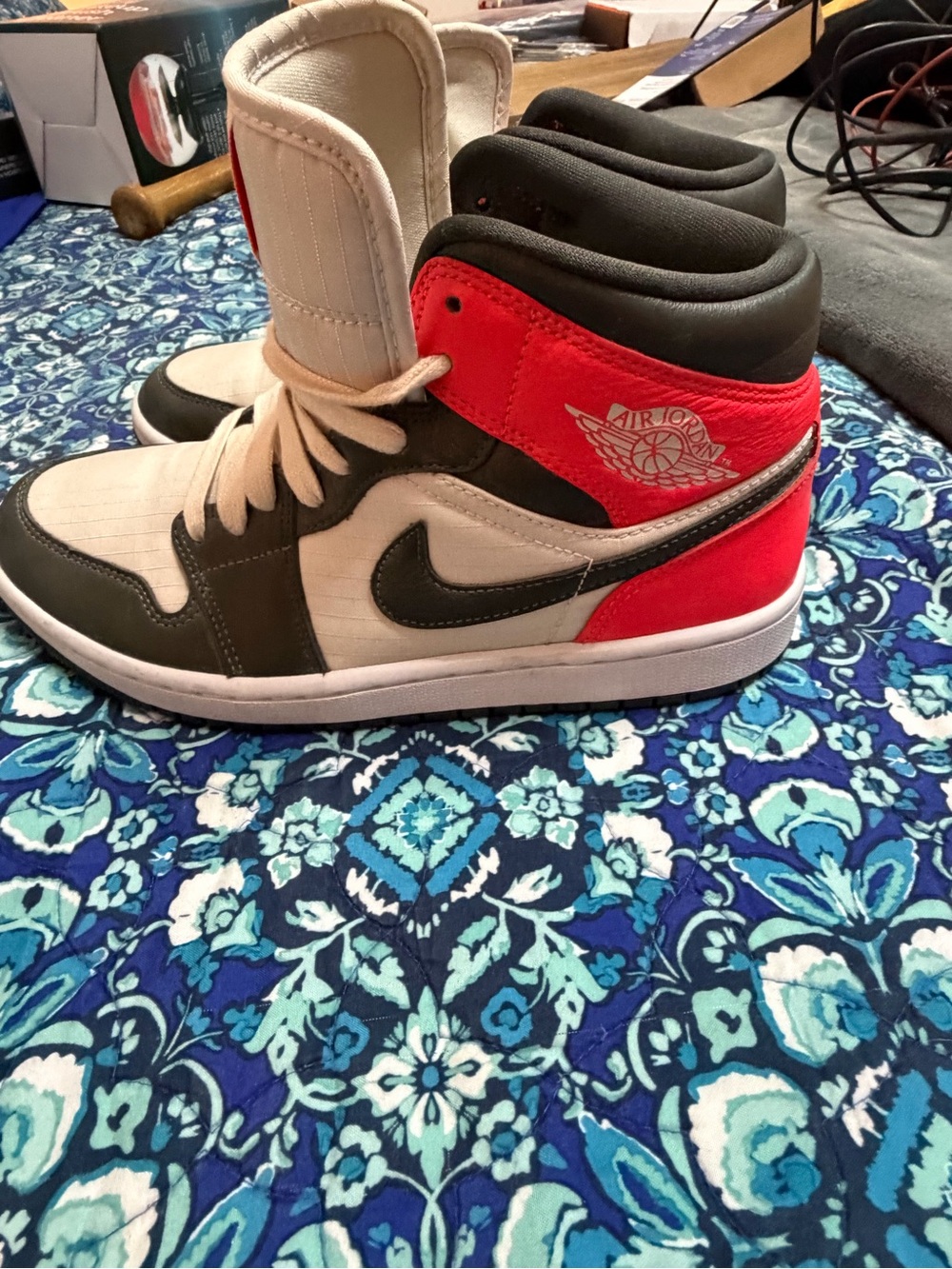 Nike Air Jordan High-Top Sneakers in Black, Red, Cream